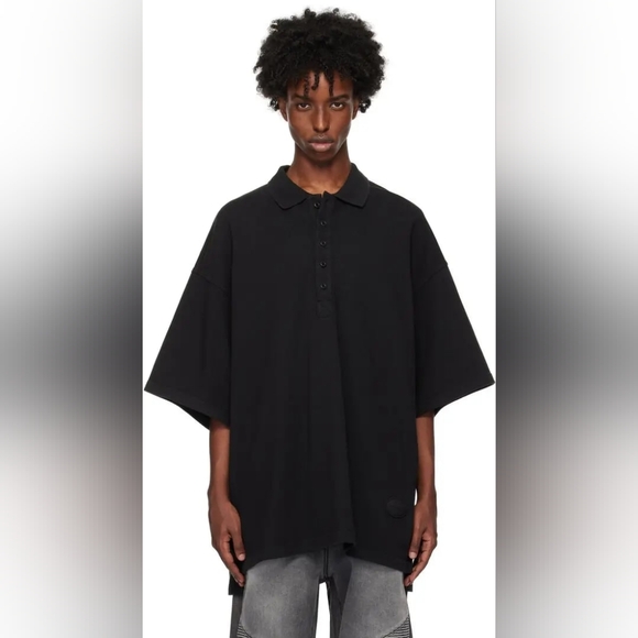 ALEXANDER WANG Men's Oversized Polo T-shirt In Washed Black Size L Org $418